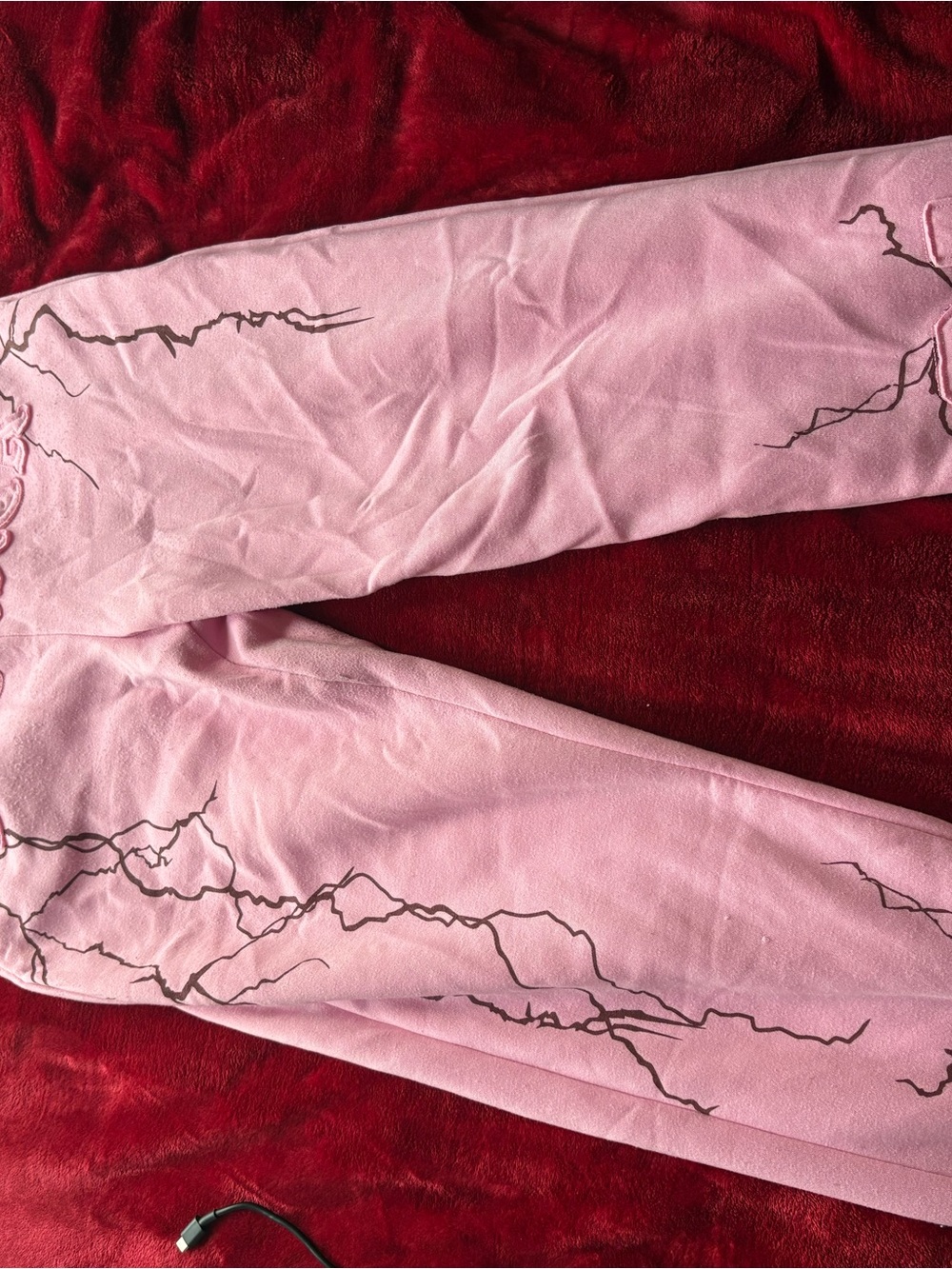pink lightning design sweat pants